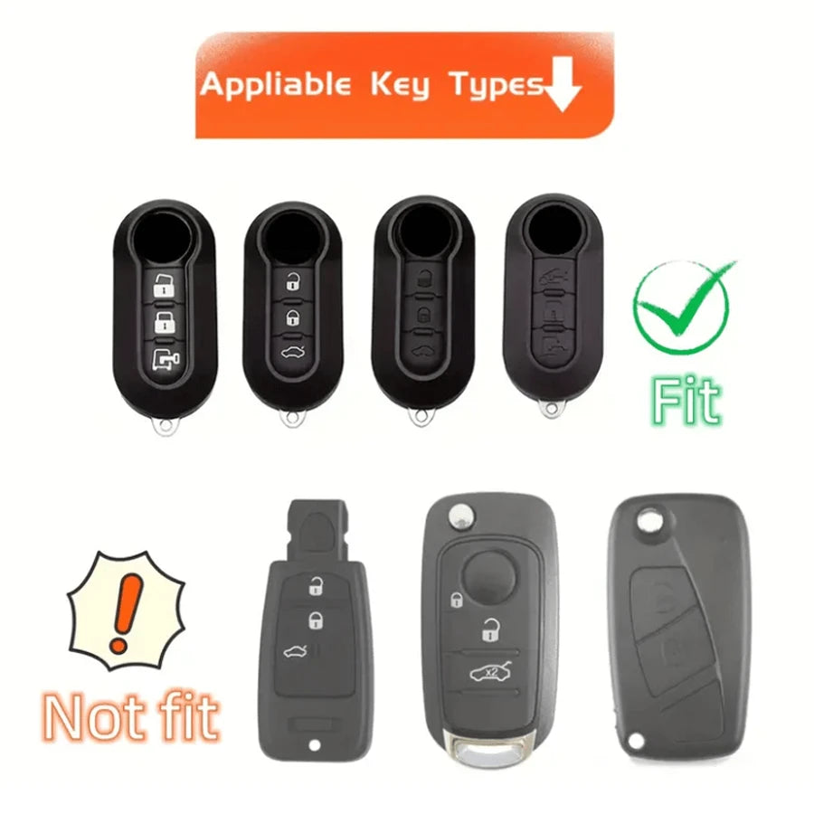 1pc Car Key Fob Cover, Soft TPU Car Key Holder/Case Shell For Fiat 500 Key Cover For Boyue For Bravo For Iveco For Olsen Car Key Remote Fashionable And Keybags Suitable For Girls