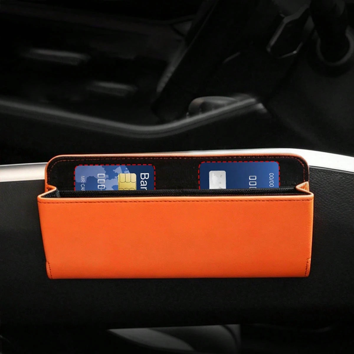 1pc Car Multi-Function Storage Box, Car Organizer, Multi-Position Adhesive Car Interior Accessory, Universal Car Seat Gap Hanging Storage Bag, For Storing Keys, Glasses, Cards, Car Center Console Stor