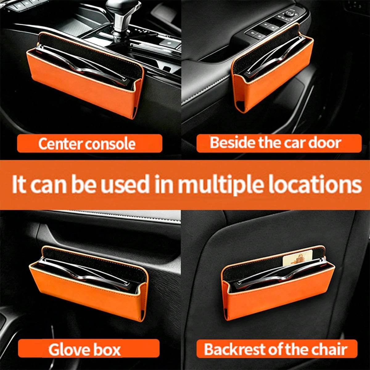 1pc Car Multi-Function Storage Box, Car Organizer, Multi-Position Adhesive Car Interior Accessory, Universal Car Seat Gap Hanging Storage Bag, For Storing Keys, Glasses, Cards, Car Center Console Stor