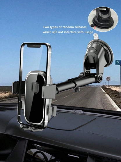 1pc Car Phone Holder, Curved Suction Cup Rotating Mount For Center Console And Dashboard