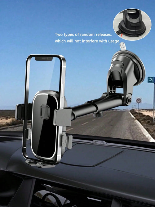 1pc Car Phone Holder, Curved Suction Cup Rotating Mount For Center Console And Dashboard