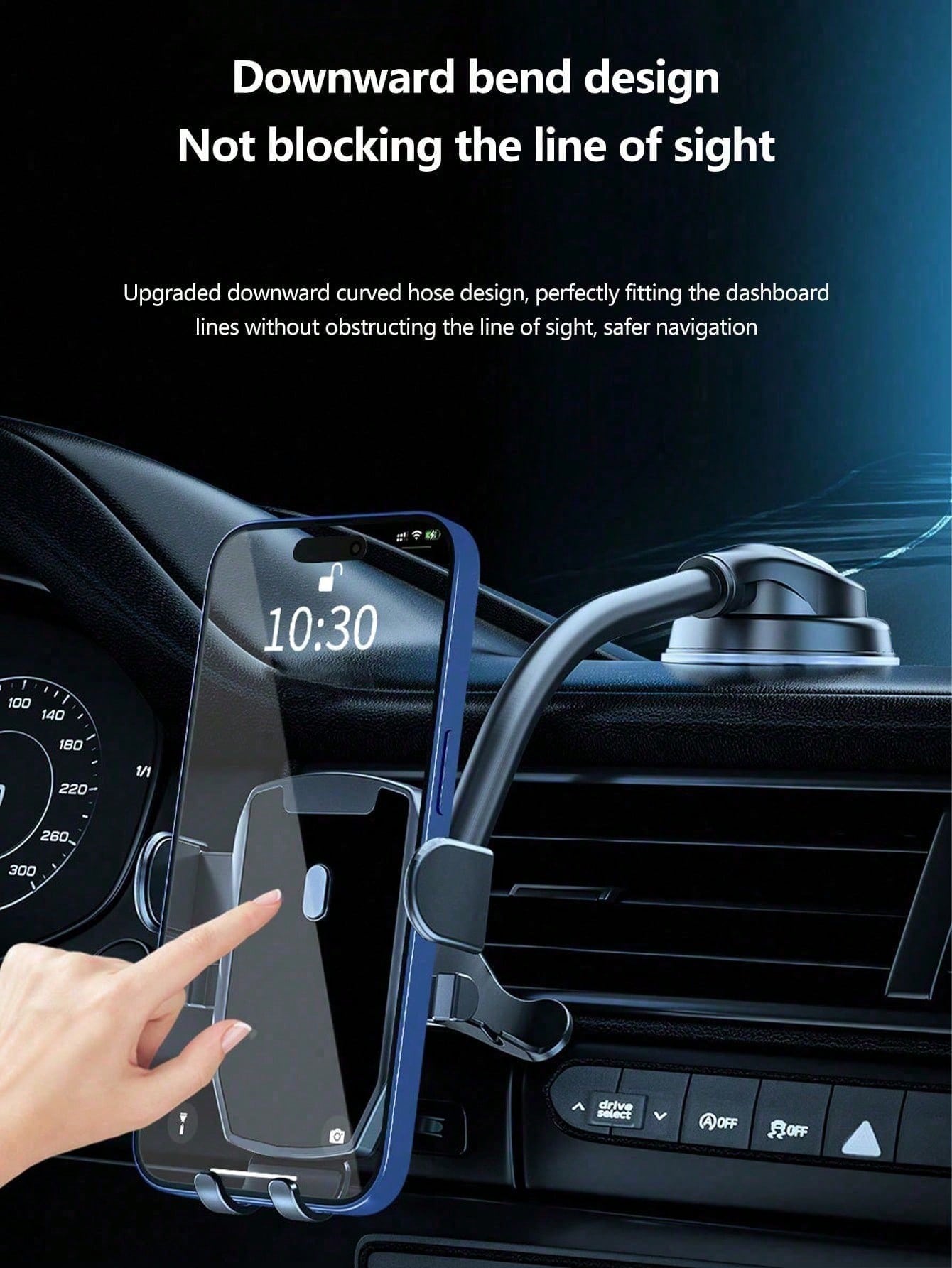 1pc Car Phone Holder, Curved Suction Cup Rotating Mount For Center Console And Dashboard