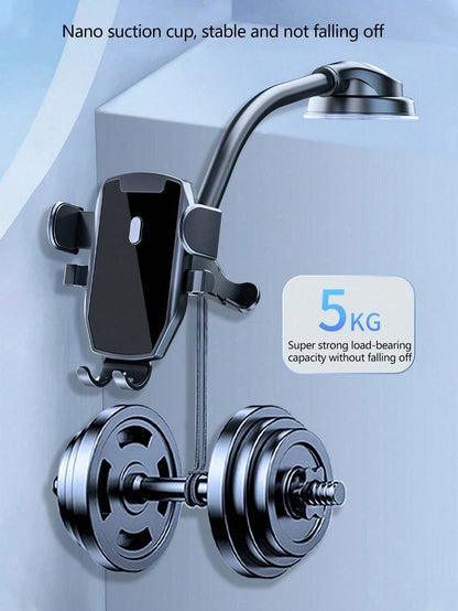1pc Car Phone Holder, Curved Suction Cup Rotating Mount For Center Console And Dashboard
