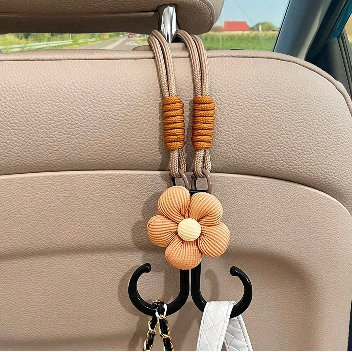 1pc Car Seat Back Hook, Handbag & Bag Hanger, Convenient Headrest Hook, Car Decor Accessory, Interior Trim