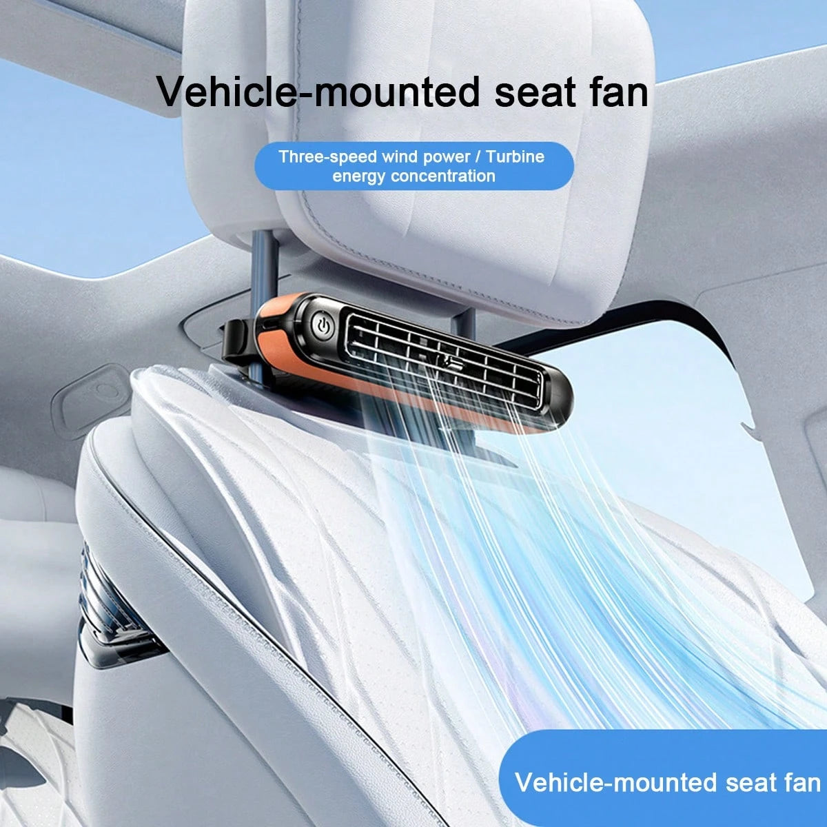 1pc Car Seat Fan, USB Powered High Airflow Headrest Mounted Backseat Cooling Fan
