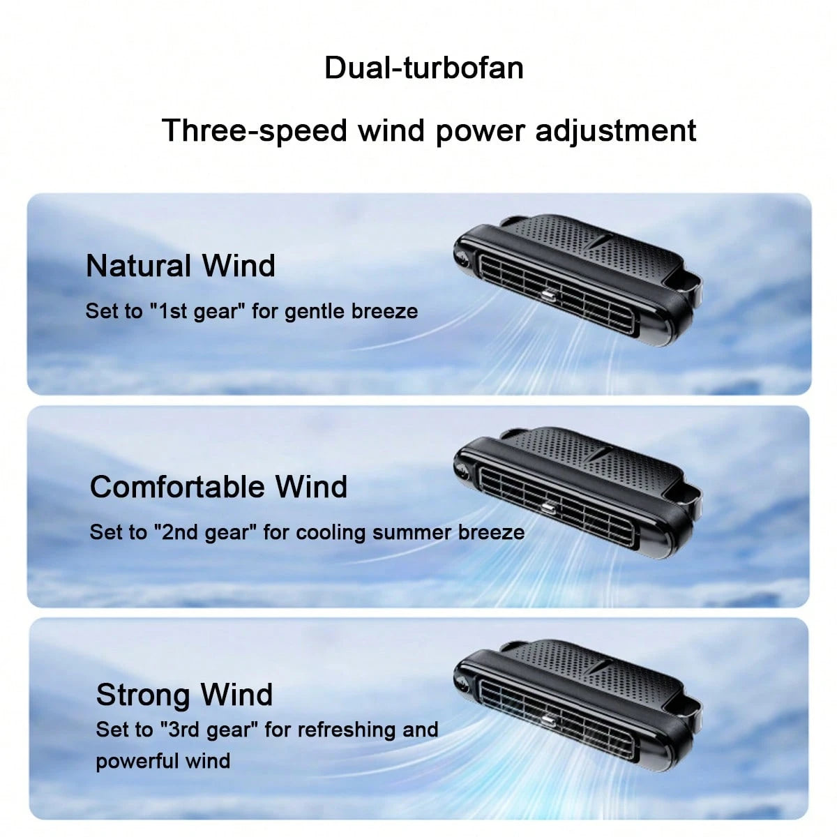 1pc Car Seat Fan, USB Powered High Airflow Headrest Mounted Backseat Cooling Fan