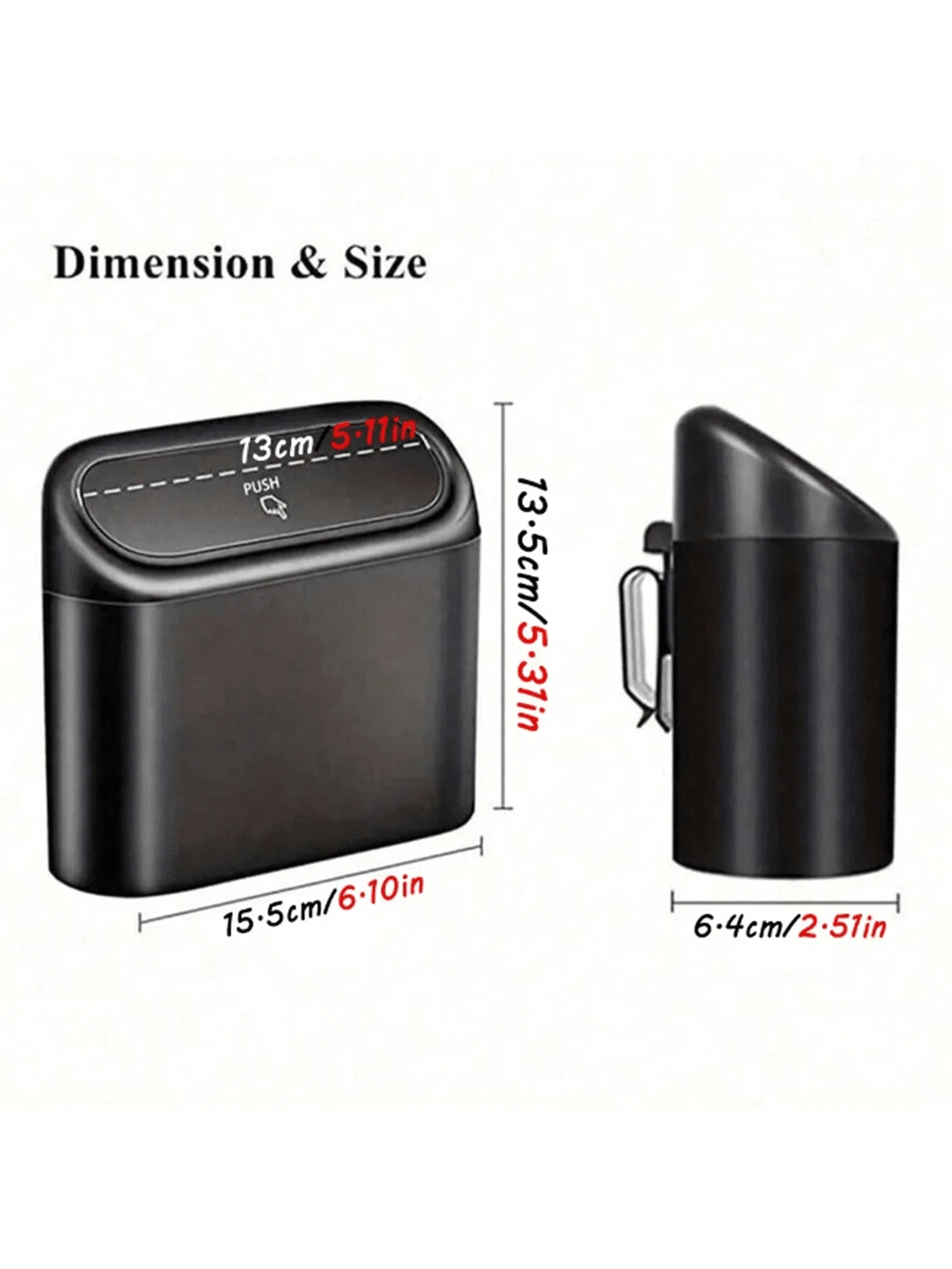 1pc Car Trash Can + 1 Roll (15pcs) Trash Bags, Mini Car Trash Can, Waterproof, Portable, Space-Saving, Car Storage Box, Car Sorting Box, Car Essential Accessory