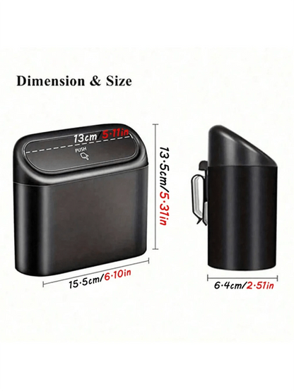 1pc Car Trash Can + 1 Roll (15pcs) Trash Bags, Mini Car Trash Can, Waterproof, Portable, Space-Saving, Car Storage Box, Car Sorting Box, Car Essential Accessory