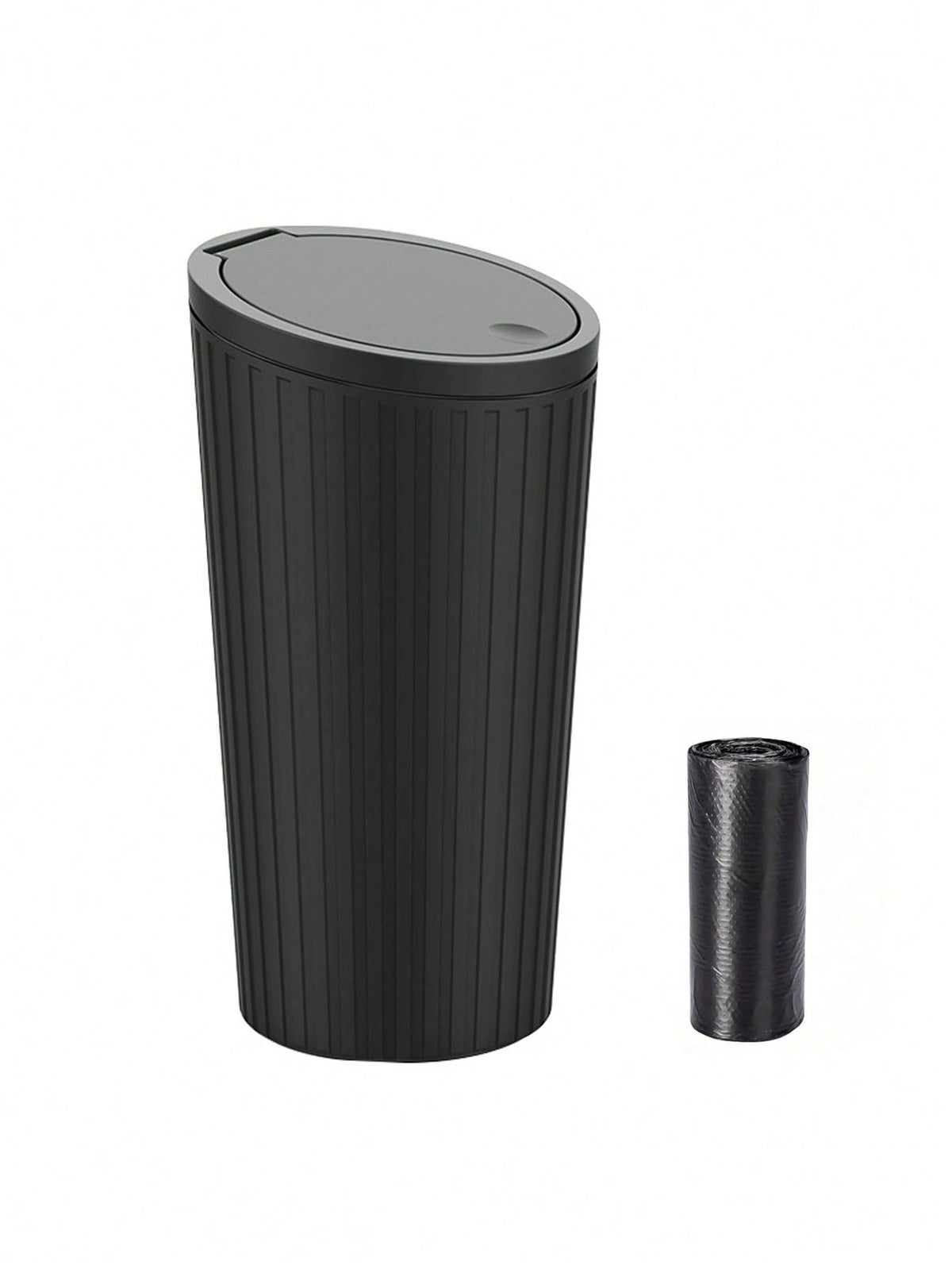 1pc Car Trash Can With 15pcs Garbage Bags, Covered Round Trash Can Container, Waterproof Car Cup Holder Organizer Bin
