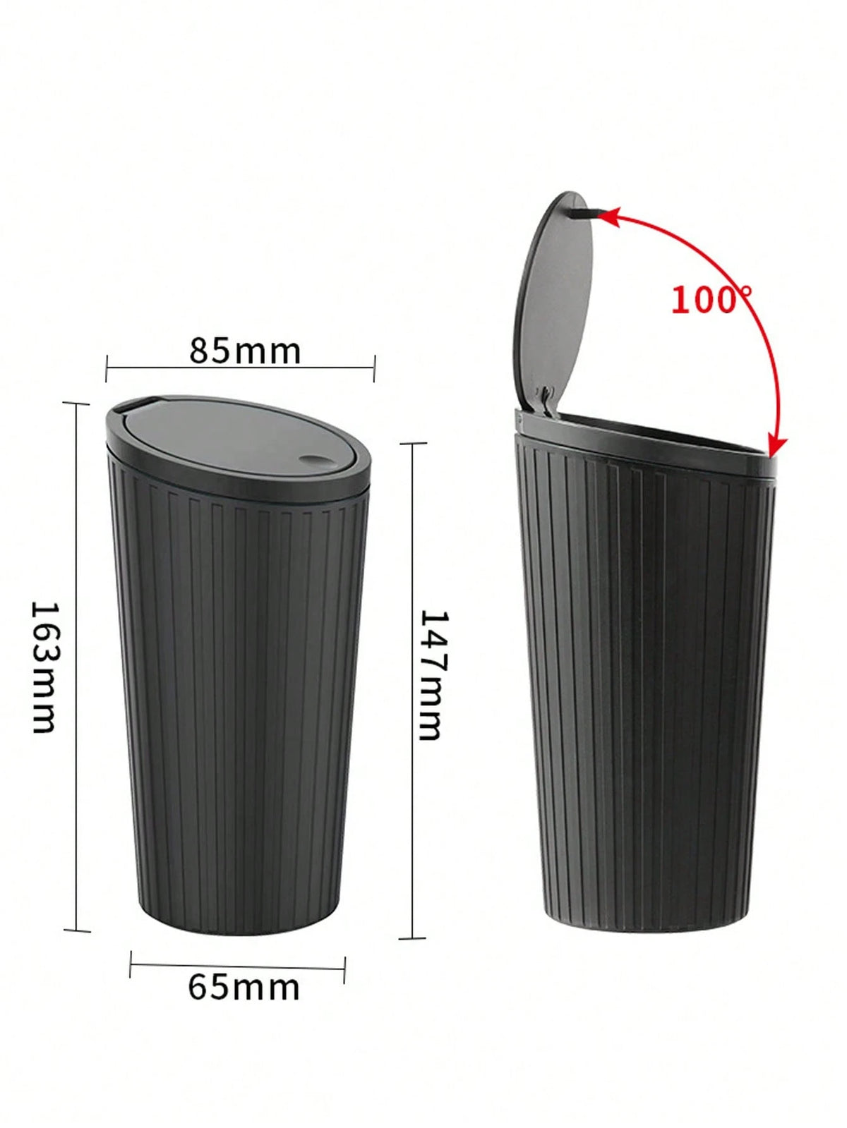 1pc Car Trash Can With 15pcs Garbage Bags, Covered Round Trash Can Container, Waterproof Car Cup Holder Organizer Bin
