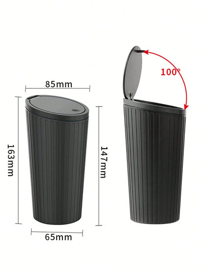 1pc Car Trash Can With 15pcs Garbage Bags, Covered Round Trash Can Container, Waterproof Car Cup Holder Organizer Bin