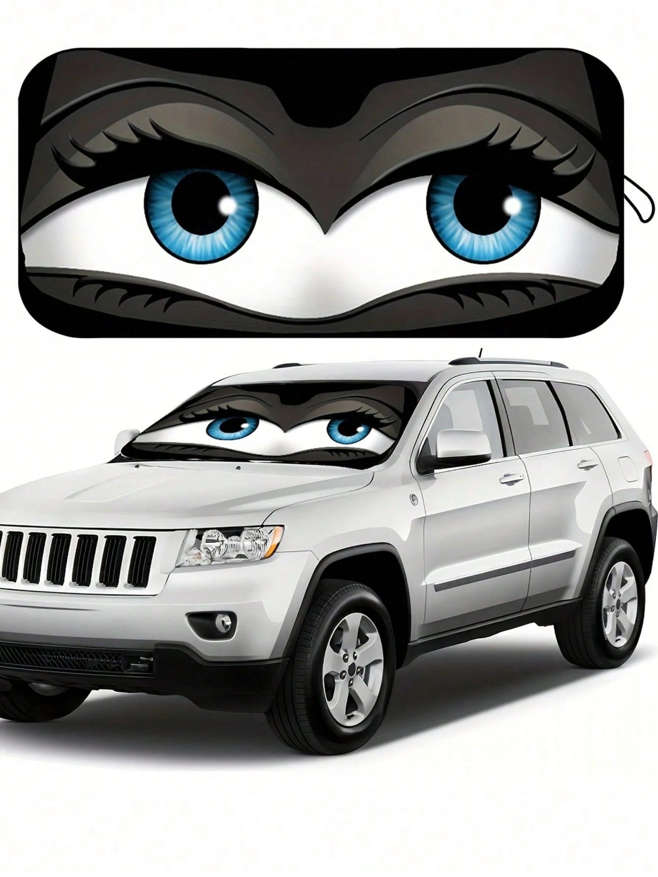 1pc Car Windshield Sunshade, Funny Car Eye Shaped Foldable Sun Shade Visor, Blocks UV Rays To Keep The Car Interior Cool, Size: 59.06 Inches * 27.5 Inches