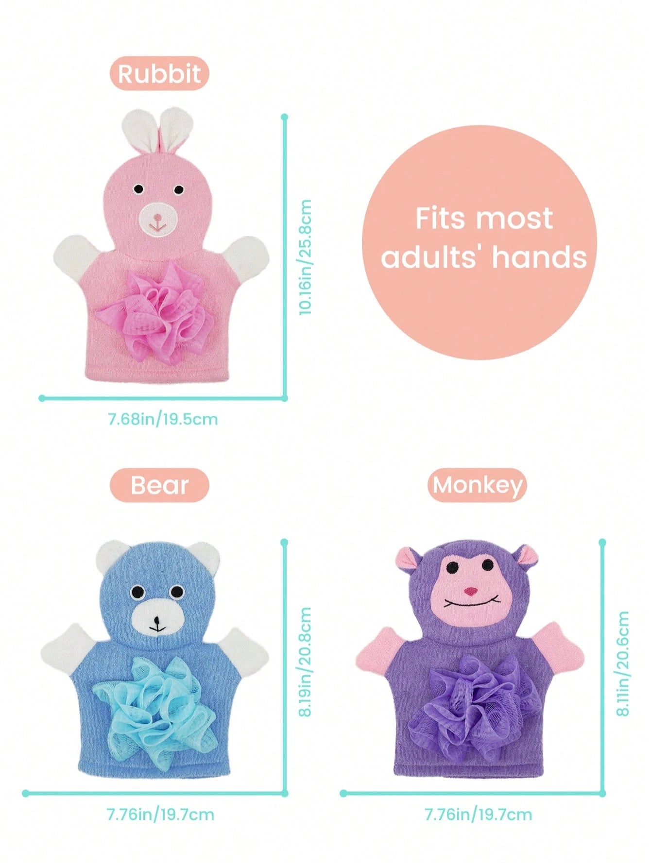 1PC Cartoon Kids Bath Gloves Exfoliating Double Sided Scrubber For Dead Skin Removal Cartoon Washing