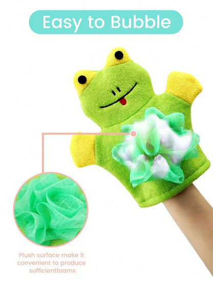 1PC Cartoon Kids Bath Gloves Exfoliating Double Sided Scrubber For Dead Skin Removal Cartoon Washing
