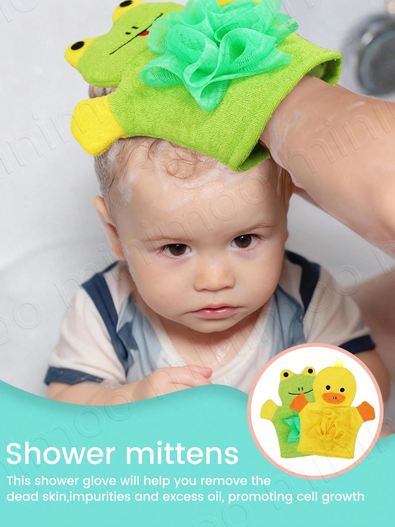 1PC Cartoon Kids Bath Gloves Exfoliating Double Sided Scrubber For Dead Skin Removal Cartoon Washing