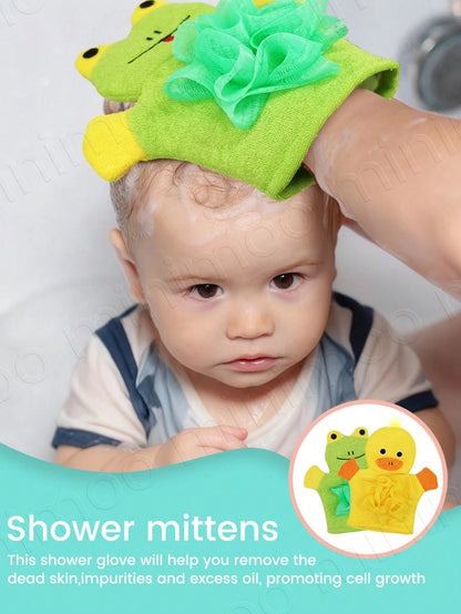 1PC Cartoon Kids Bath Gloves Exfoliating Double Sided Scrubber For Dead Skin Removal Cartoon Washing