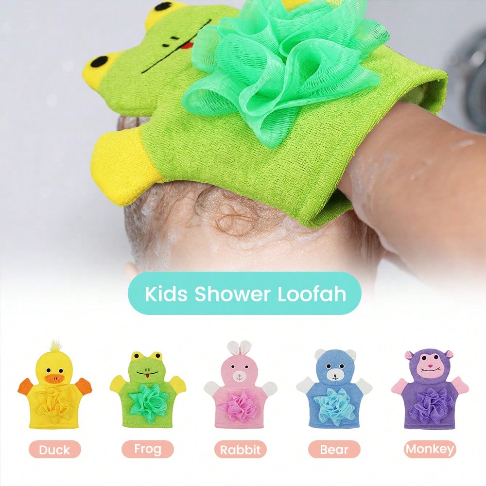 1PC Cartoon Kids Bath Gloves Exfoliating Double Sided Scrubber For Dead Skin Removal Cartoon Washing