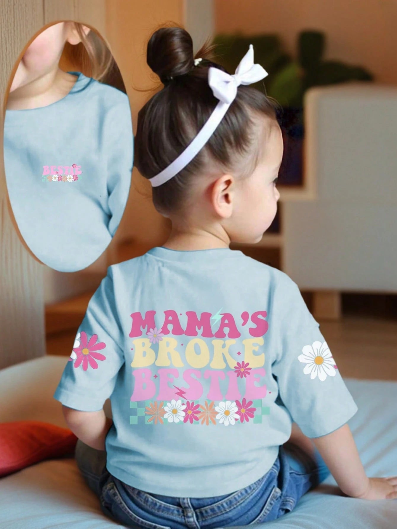 1pc Casual Printed Round Neck Short Sleeve T-Shirt, Summer Baby Girl Clothing- Baby Girl Simple English Letter T-Shirt Inspires Imagination & Self-Expression