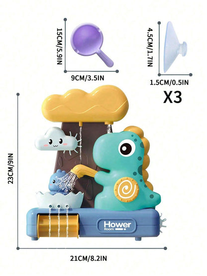 1pc Children Bath Toy, Suitable For Baby Bathtub Water Toys, With Suction Cup Interactive Bathtub Bath Toy, Suitable For Children To Play In Bath, Cute Cartoon Dinosaur Shape, Water Wheel Flipper, Wat