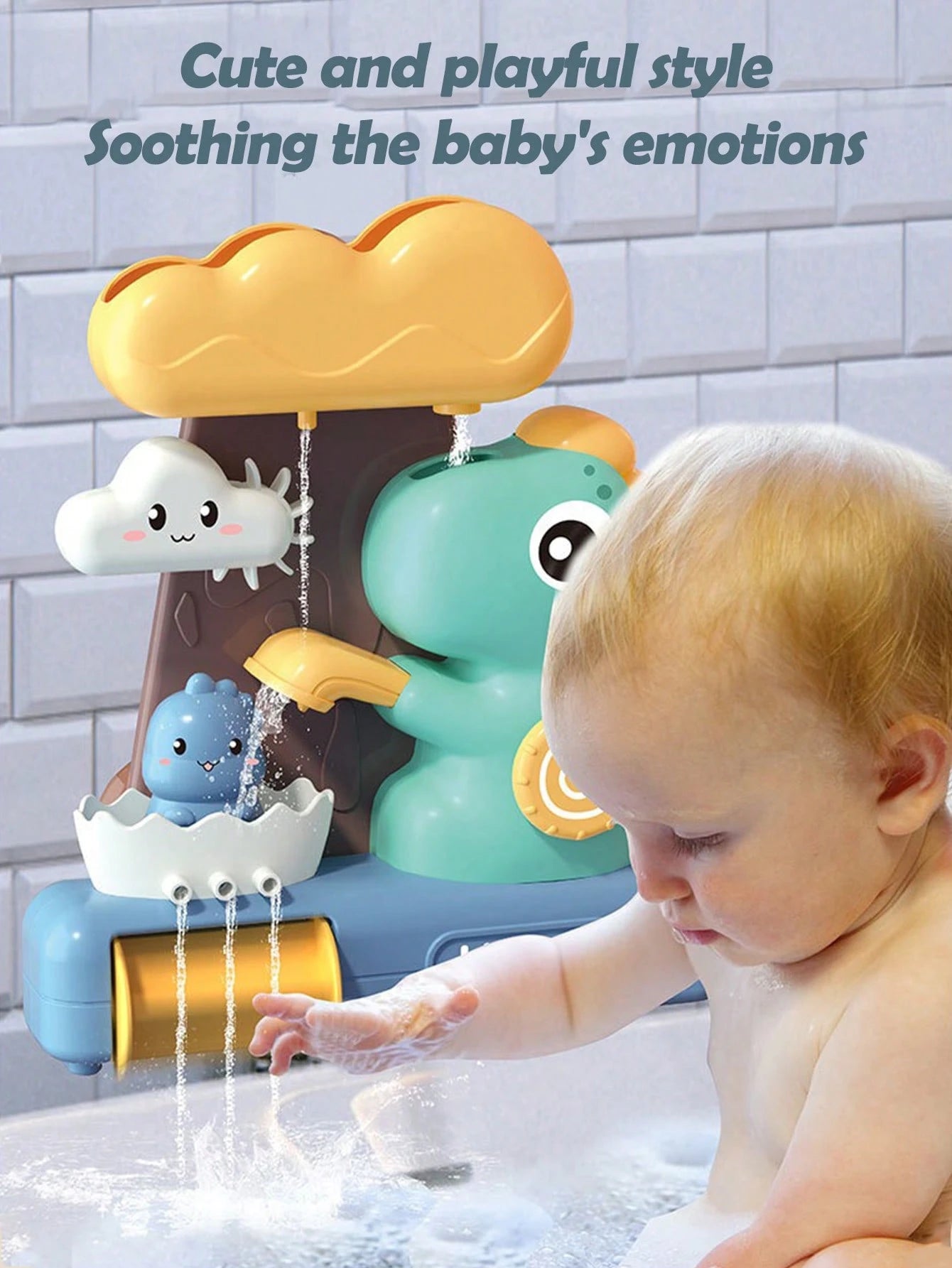 1pc Children Bath Toy, Suitable For Baby Bathtub Water Toys, With Suction Cup Interactive Bathtub Bath Toy, Suitable For Children To Play In Bath, Cute Cartoon Dinosaur Shape, Water Wheel Flipper, Wat