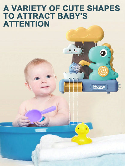 1pc Children Bath Toy, Suitable For Baby Bathtub Water Toys, With Suction Cup Interactive Bathtub Bath Toy, Suitable For Children To Play In Bath, Cute Cartoon Dinosaur Shape, Water Wheel Flipper, Wat