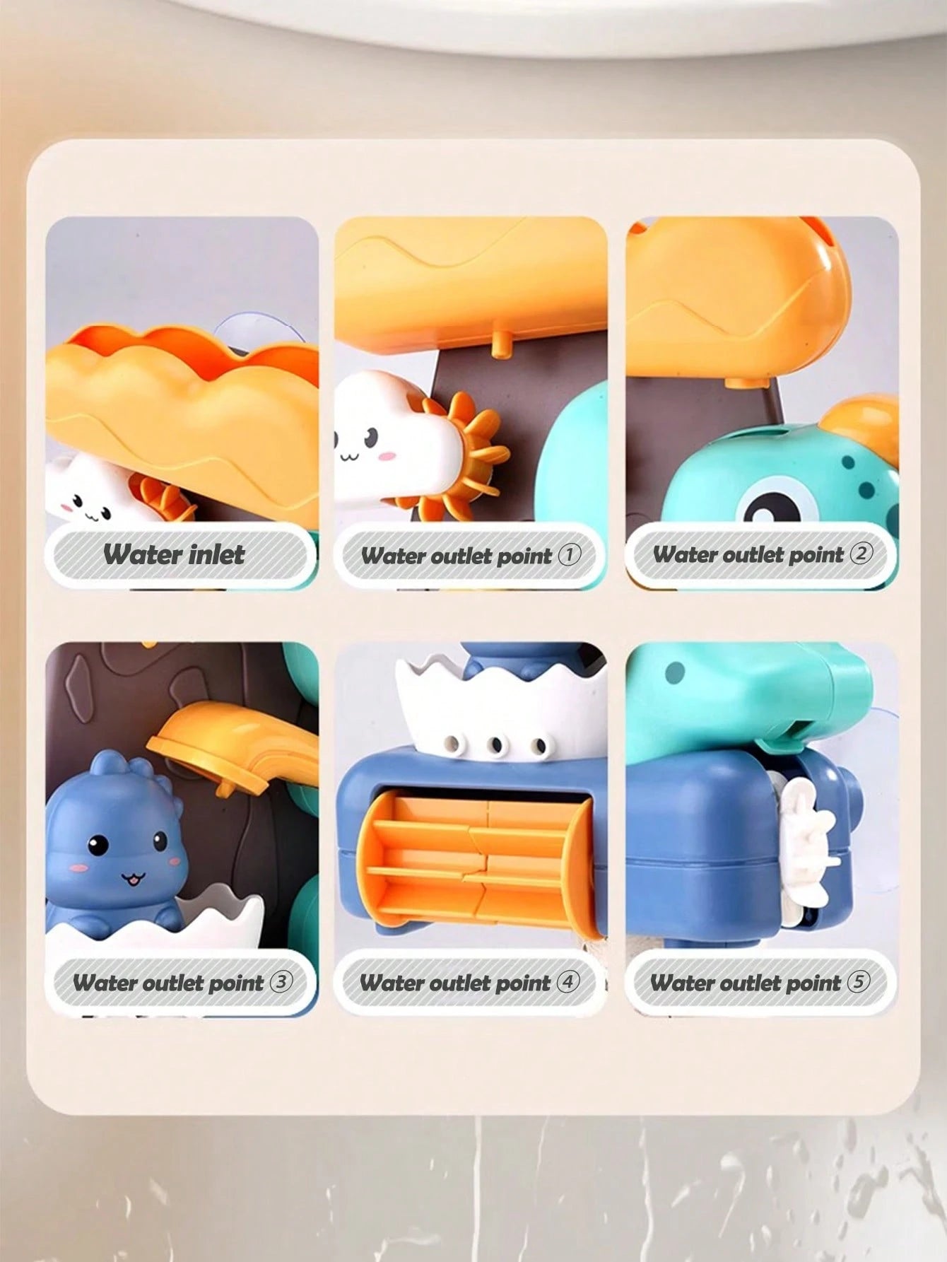 1pc Children Bath Toy, Suitable For Baby Bathtub Water Toys, With Suction Cup Interactive Bathtub Bath Toy, Suitable For Children To Play In Bath, Cute Cartoon Dinosaur Shape, Water Wheel Flipper, Wat
