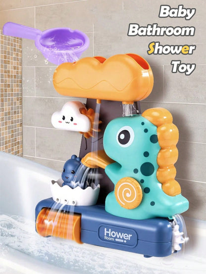 1pc Children Bath Toy, Suitable For Baby Bathtub Water Toys, With Suction Cup Interactive Bathtub Bath Toy, Suitable For Children To Play In Bath, Cute Cartoon Dinosaur Shape, Water Wheel Flipper, Wat