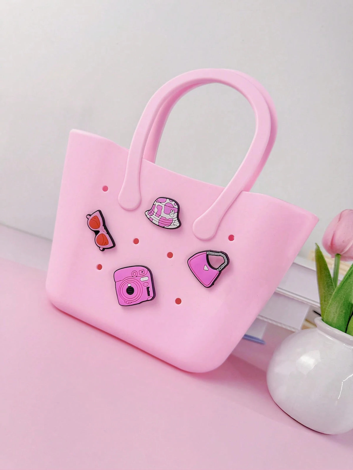 1pc Children's New Solid Color Letter Detachable Silicone DIY Handbag