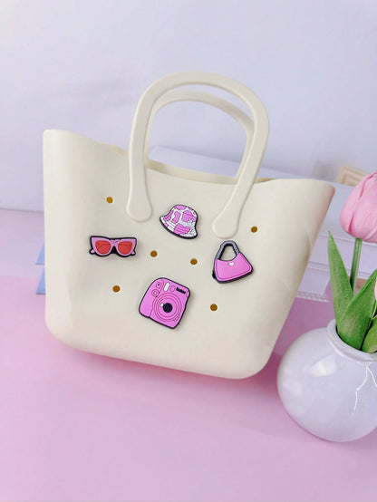 1pc Children's New Solid Color Letter Detachable Silicone DIY Handbag