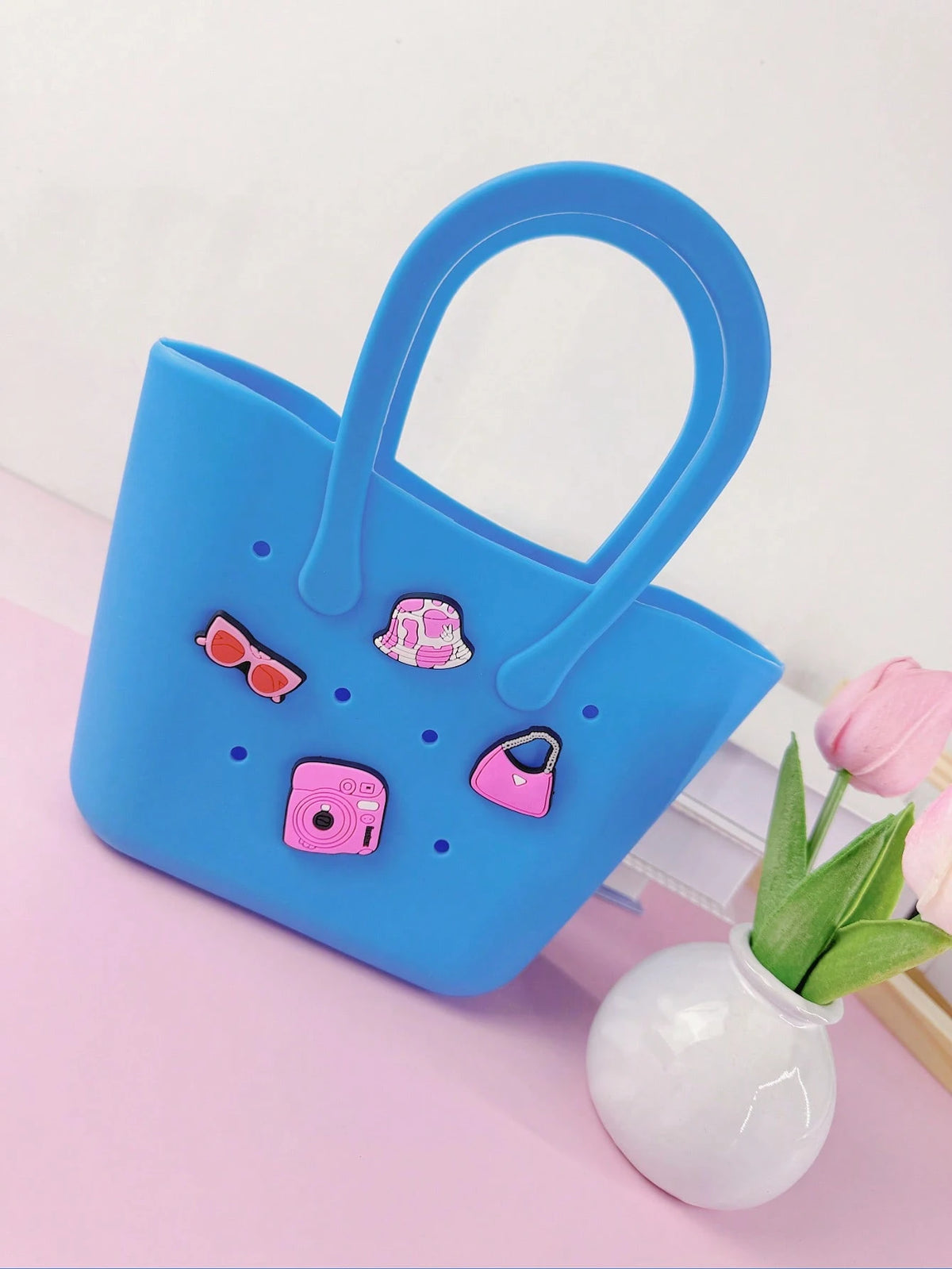 1pc Children's New Solid Color Letter Detachable Silicone DIY Handbag