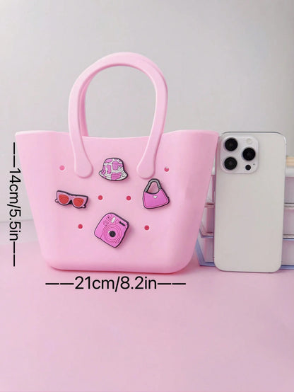 1pc Children's New Solid Color Letter Detachable Silicone DIY Handbag