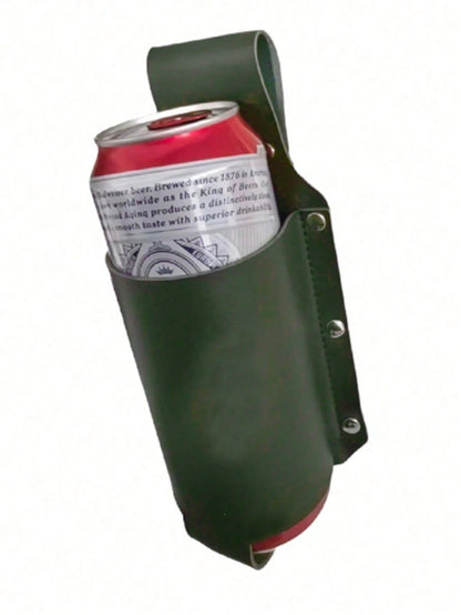 1pc Classic PU Leather Bottle Holster Bottle Holders Belt Waist Bag, Beer Bottle Case For Travel, Creative Portable Mountaineering Outdoor Waist Bag