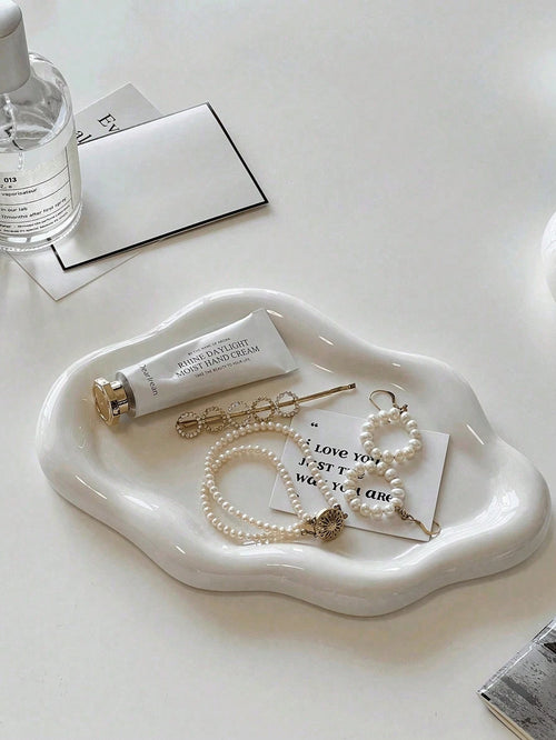 1pc Cloud-Shaped Jewelry & Perfume Display Stand, Elegant Jewelry Tray, Earring Display Rack, Jewelry Display Stand, ABS Resin Vanity Tray. Ideal For Home, Living Room And Office Small Item Storage. A