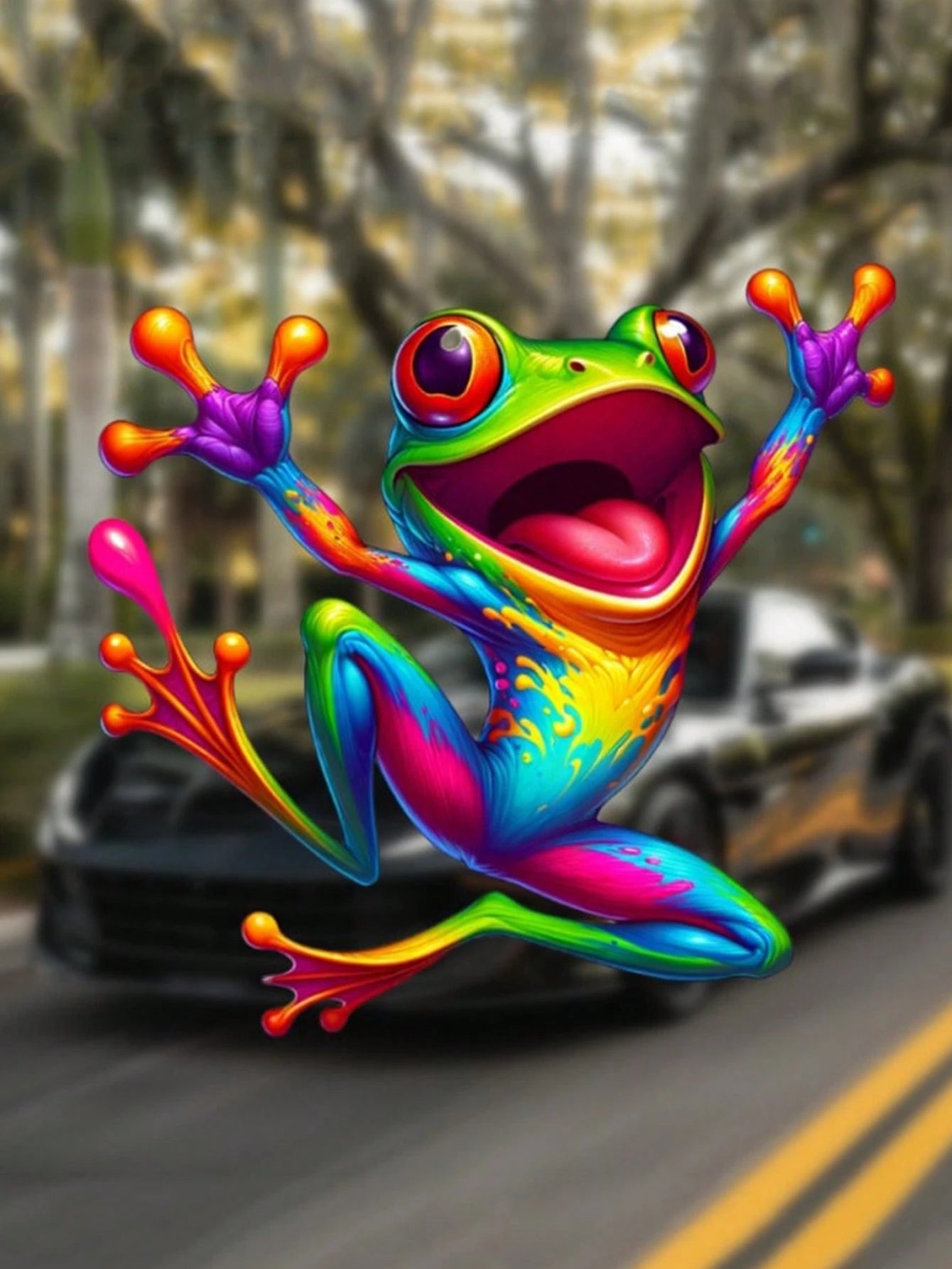 1pc Colorful Cartoon Frog Vinyl Car Sticker, Easy To Apply Anti-Scratch Decal For Car, Truck, Laptop, Refrigerator