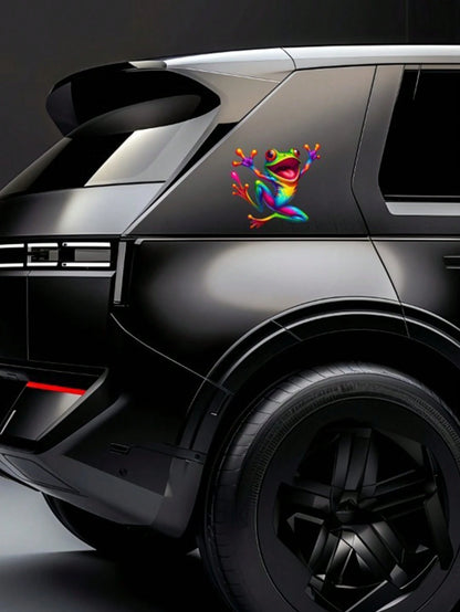 1pc Colorful Cartoon Frog Vinyl Car Sticker, Easy To Apply Anti-Scratch Decal For Car, Truck, Laptop, Refrigerator