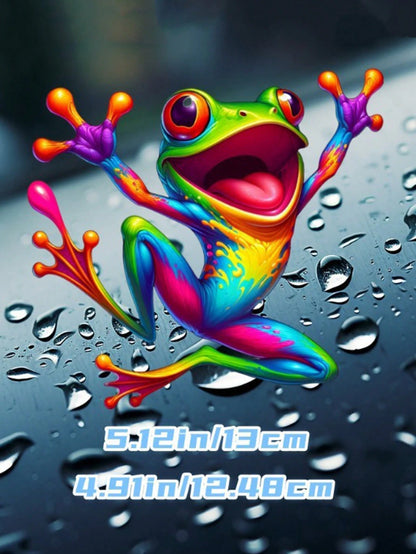 1pc Colorful Cartoon Frog Vinyl Car Sticker, Easy To Apply Anti-Scratch Decal For Car, Truck, Laptop, Refrigerator
