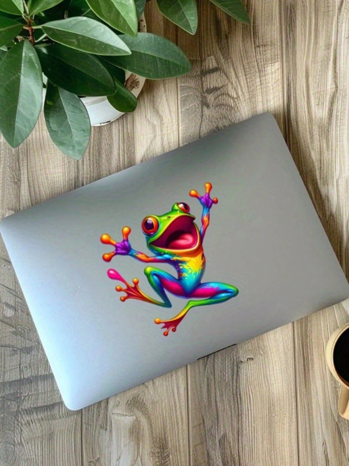 1pc Colorful Cartoon Frog Vinyl Car Sticker, Easy To Apply Anti-Scratch Decal For Car, Truck, Laptop, Refrigerator