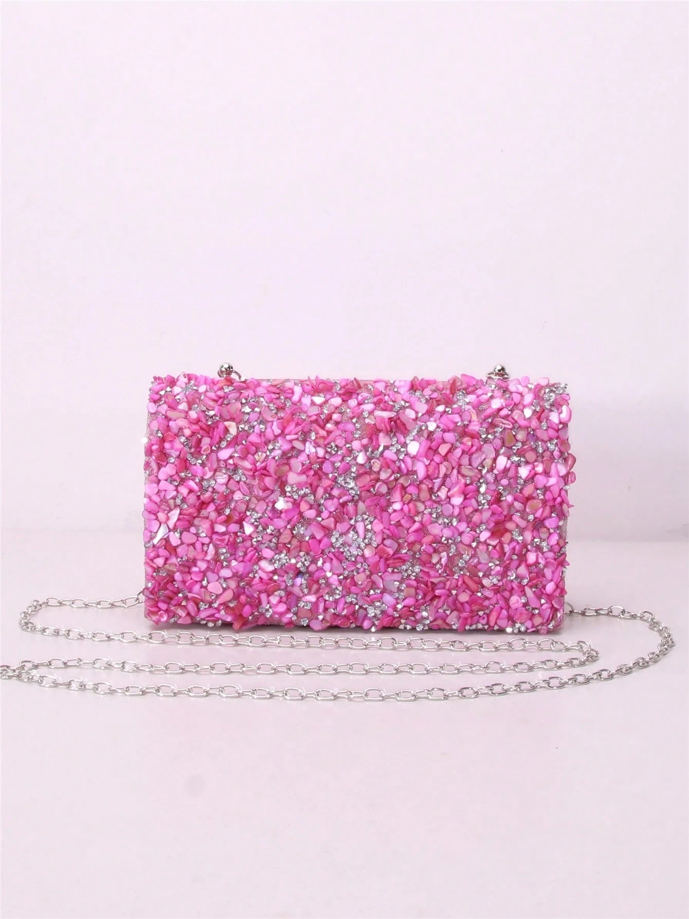 1pc Colorful Seashell Stone Crystal Clutch Shoulder Crossbody Bag With Flap Cover For Women Daily Or Evening Use,Bride, Wedding Items