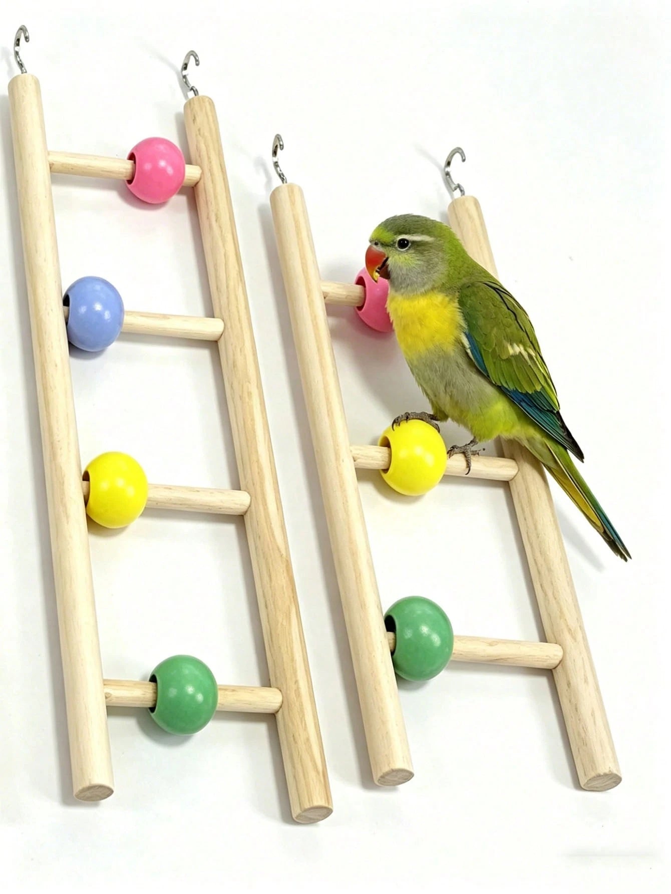 1pc Colorful Wooden Bead Parrot Ladder, Parrot Climbing Hook Entertainment Ladder, Suitable For Bird Education Supplies, Pet Bird Entertainment Toy, Pet Bird Play, Rest, Bird Cage Accessories, Parrot