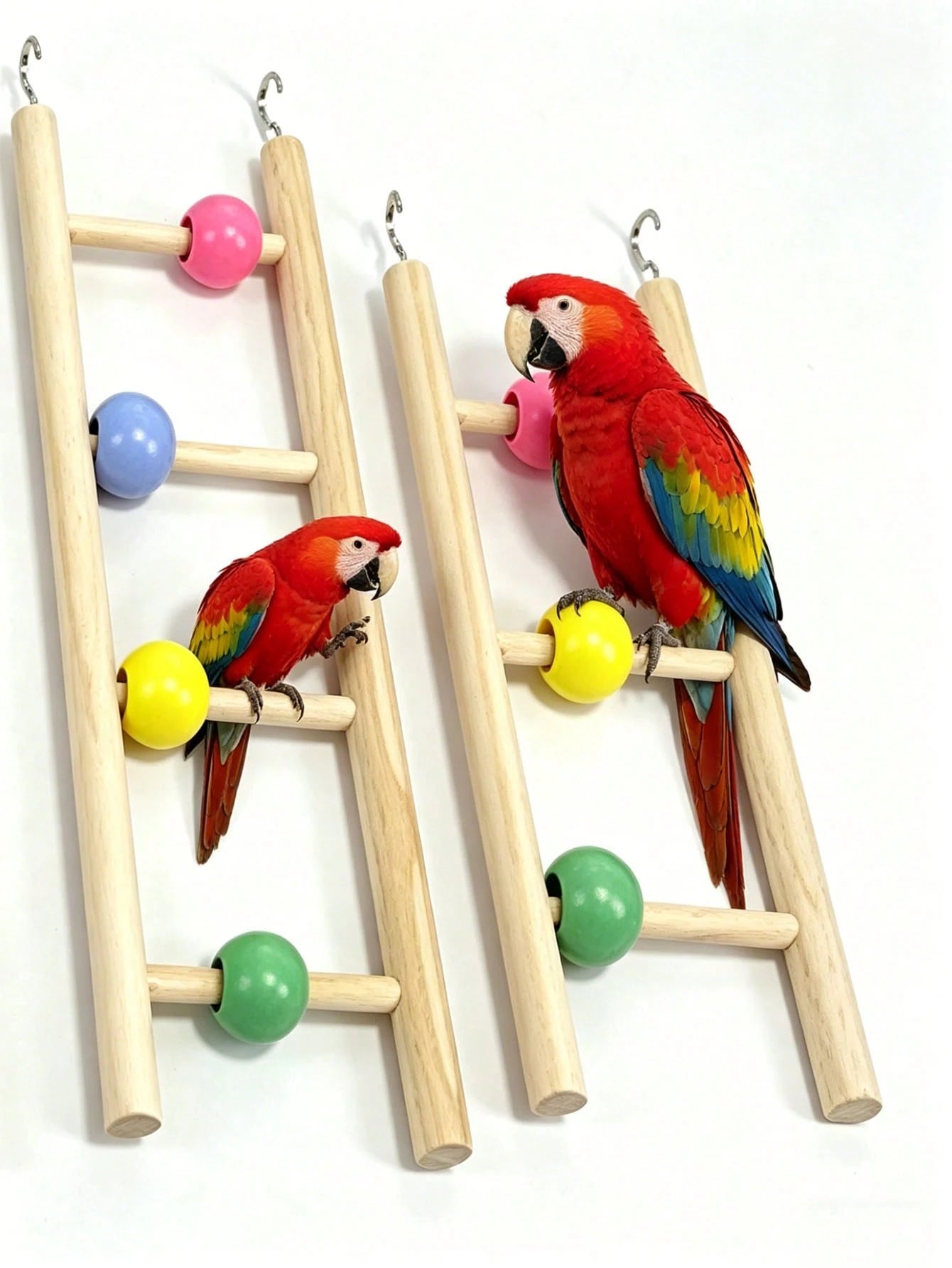 1pc Colorful Wooden Bead Parrot Ladder, Parrot Climbing Hook Entertainment Ladder, Suitable For Bird Education Supplies, Pet Bird Entertainment Toy, Pet Bird Play, Rest, Bird Cage Accessories, Parrot