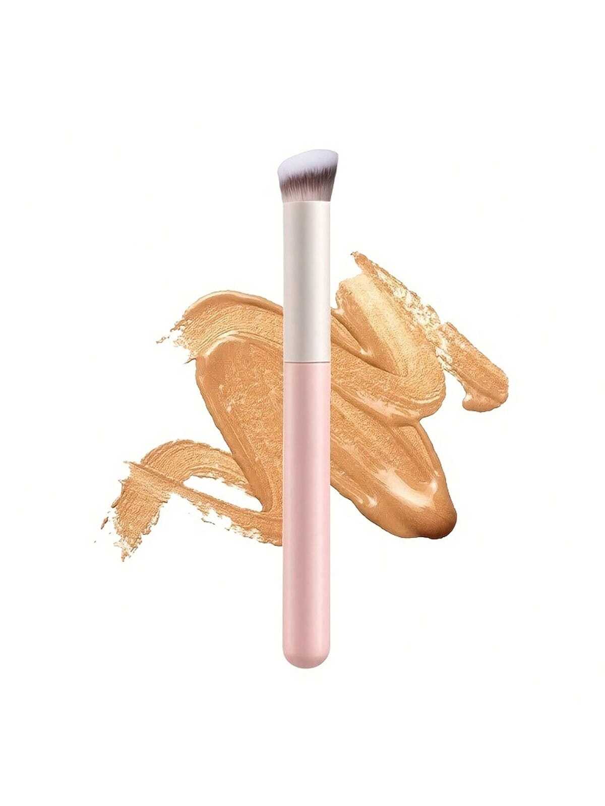 1pc Concealer Brush Mini Oblique Flat-Topped Kabuki Nose Contour Brush, For Covering, Blending, Setting, Powdering, Liquid Cream And Foundation,Foundation Brush,Concealer Brush,Blush Brush,Contour Bru