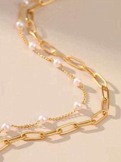 1pc Conch Shell & Pearl Starfish Pendant Clip Pearl Chain Anklet, Suitable For Daily Wear And Beach Vacation (Number Of Clip Pearls Randomly 7-8 Based On Length)
