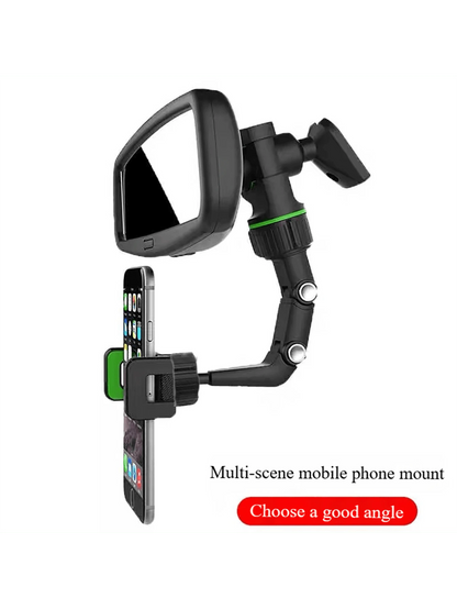 1pc Convenient Installation Non-Blocking Rearview Mirror Car Phone Holder, Backseat Video Shooting, Kitchen Desk Phone Stand Compatible With IPhone, Android Phone, Gift For Birthday, Family, Friends C