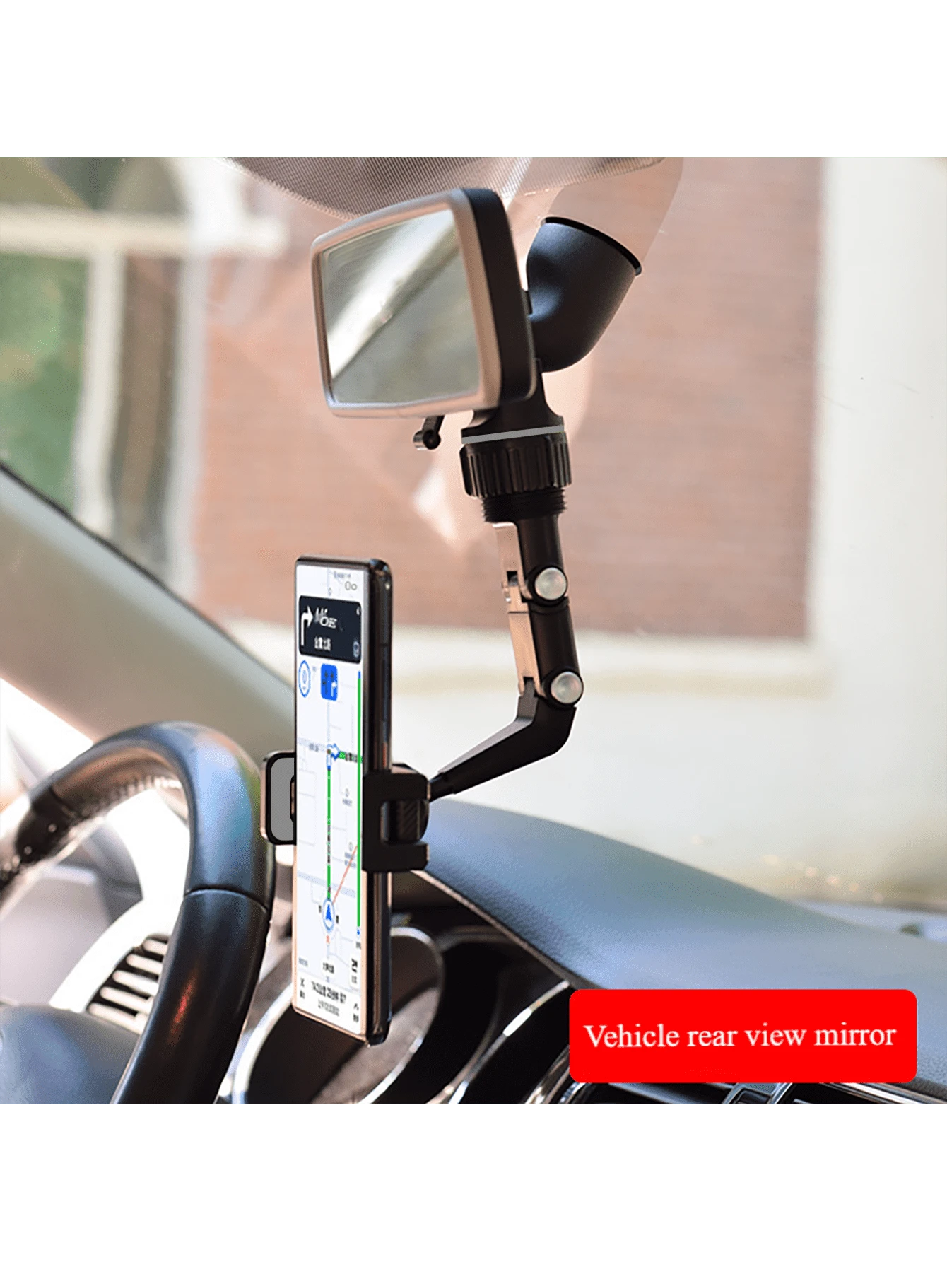 1pc Convenient Installation Non-Blocking Rearview Mirror Car Phone Holder, Backseat Video Shooting, Kitchen Desk Phone Stand Compatible With IPhone, Android Phone, Gift For Birthday, Family, Friends C