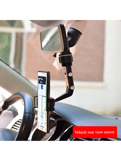 1pc Convenient Installation Non-Blocking Rearview Mirror Car Phone Holder, Backseat Video Shooting, Kitchen Desk Phone Stand Compatible With IPhone, Android Phone, Gift For Birthday, Family, Friends C