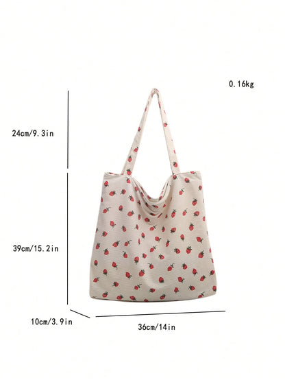 1pc Corduroy Tote Bag, Slouchy Large Capacity Handbag, Vintage Striped Corduroy Fabric, Minimalist Casual Aesthetic, Versatile Bag Suitable For Women Students And Commuters (Due To Lighting And Angle