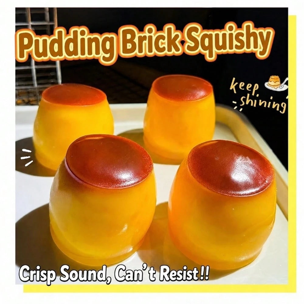 1PC-Crispy Caramel Pudding, Petal Sequin Filling, Toy Stress Relief Venting Crispy Pudding, Suitable For Teenagers, ASMR Sound-Controlled Toy, Adult Stress Relief, Emotional Healing Toy, Squeeze Toy-H