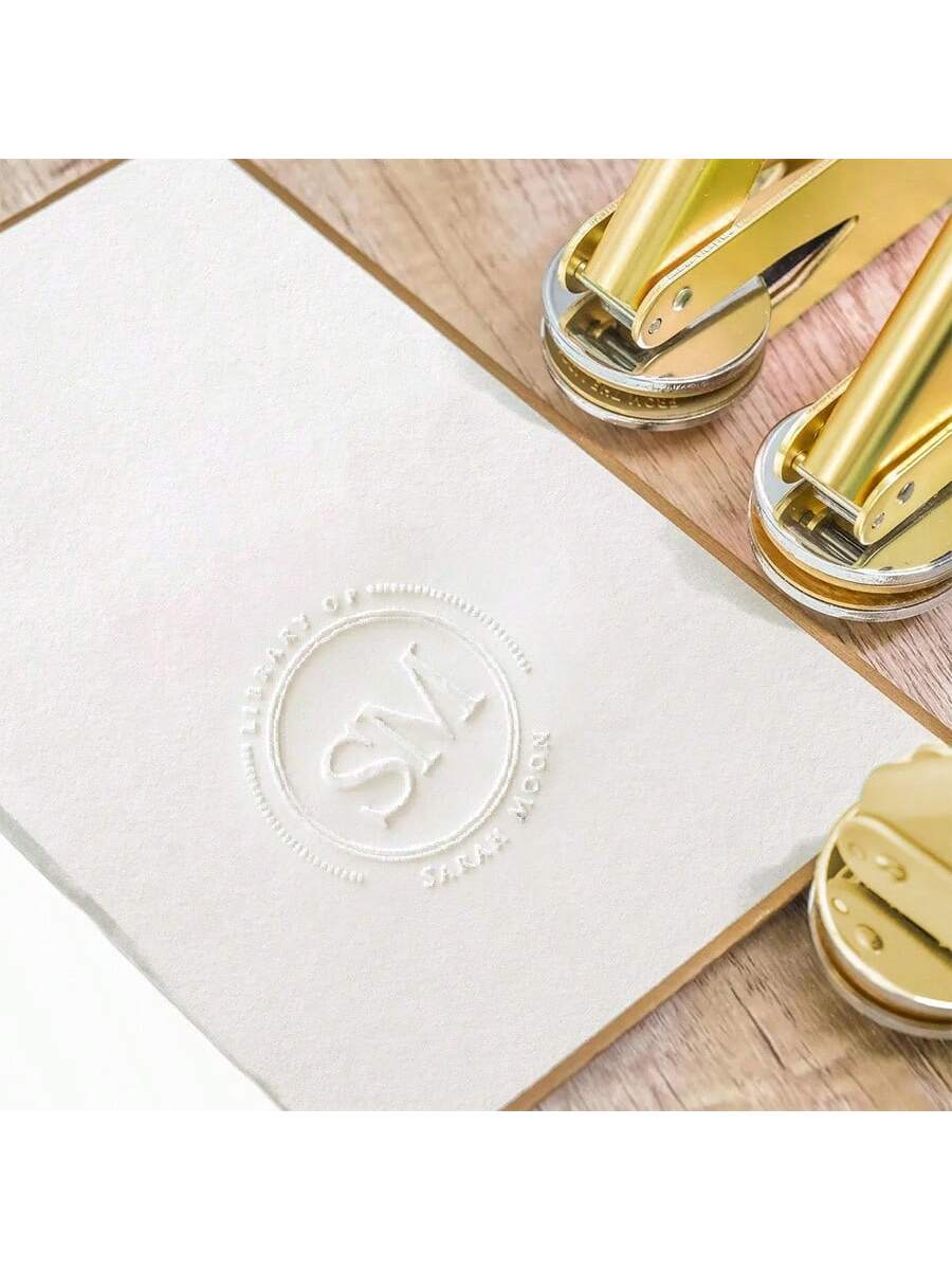 1pc Customized DIY Gold Handmade Embossing Stamp- Book And Paper Embosser, Customized Pattern Embosser, Suitable For Wedding Invitations, Cards, Books, Envelopes, Napkins, Etc., Ornamental, Reusable