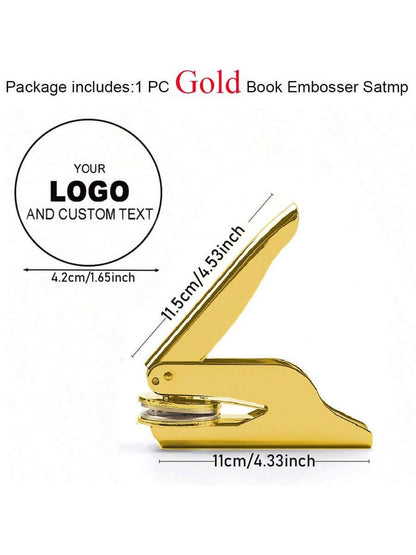 1pc Customized DIY Gold Handmade Embossing Stamp- Book And Paper Embosser, Customized Pattern Embosser, Suitable For Wedding Invitations, Cards, Books, Envelopes, Napkins, Etc., Ornamental, Reusable