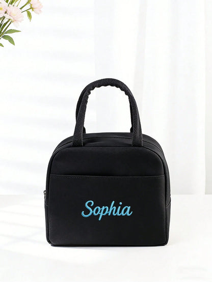 1pc Customized Embroidered Lunch Bag, Suitable For Students, Middle/High School/College And Office Workers. Suitable For Campus, Workplace, Business Events, Commuting, Outdoor Activities, Travel And G